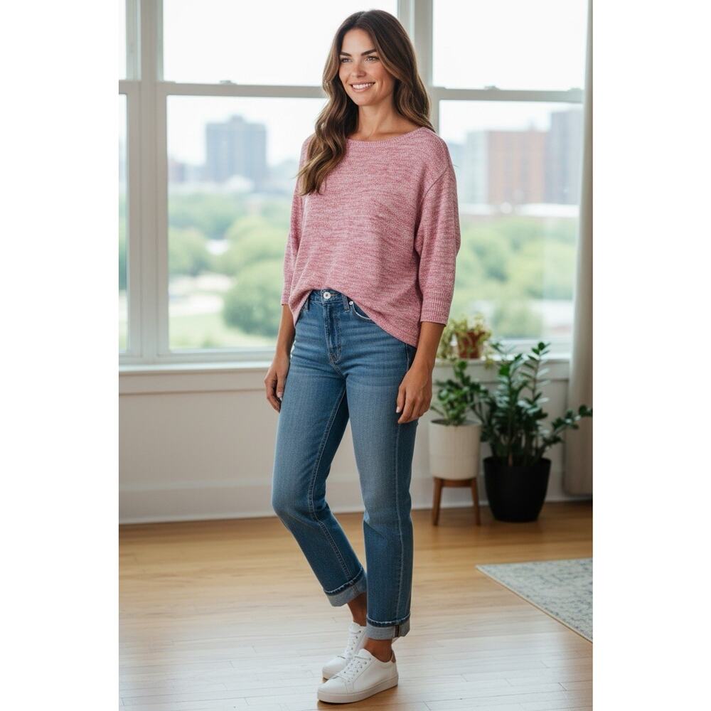 Chico's Knit Pullover Sweater Pink Marbled Coastal Coquette Women’s Size 1/Med